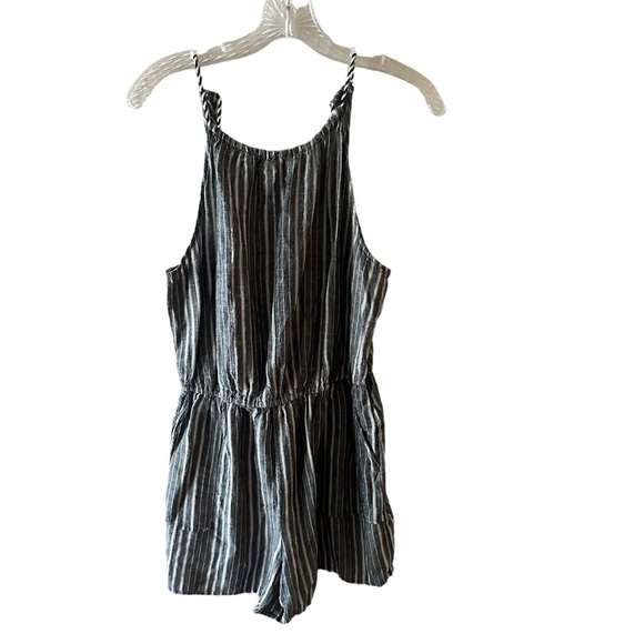 Old Navy Striped Romper Linen Blend Size Medium - Picture 1 of 9